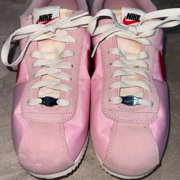 Nike Cortez Textile "Med Soft Pink/Fire Red/Sail/Team Orange" Women's Size 10 - Picture 17 of 17